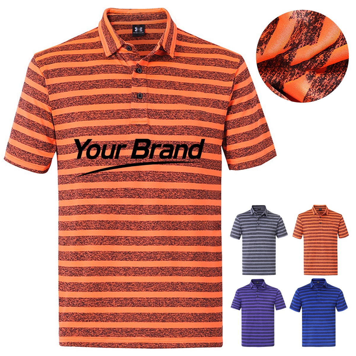 Performance Moisture-Wicking Striped Men's Golf Polo Shirt