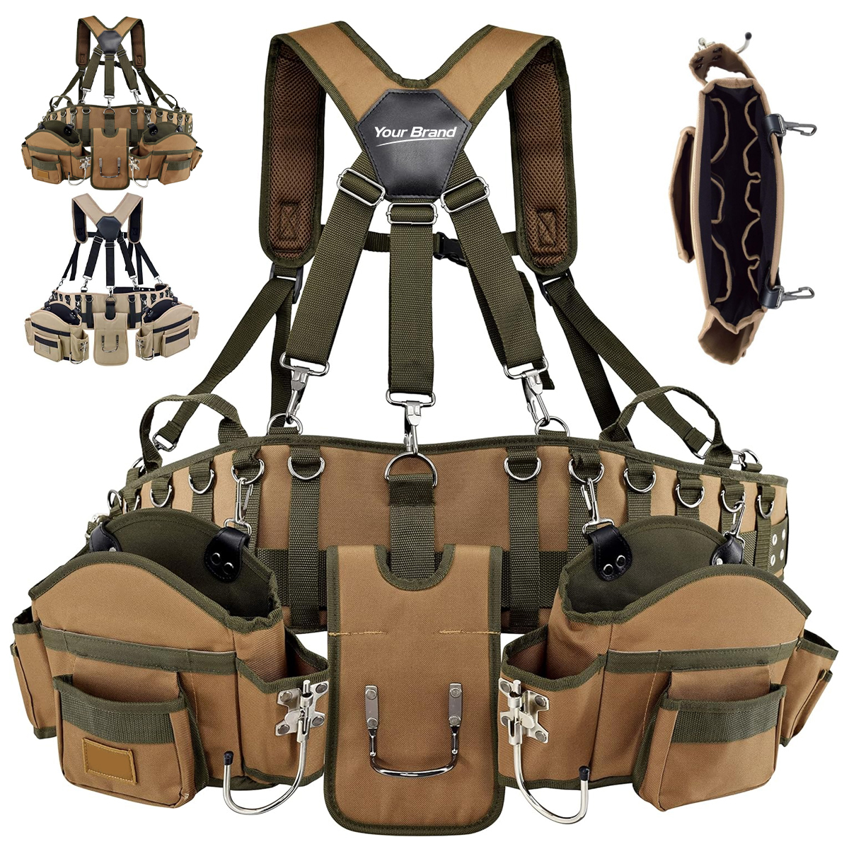 Heavy Duty Canvas Garden Tool Belt Apron With Suspenders