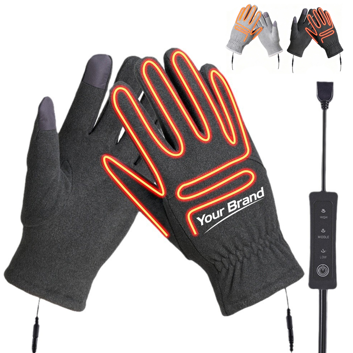 Electric USB Heated Thermal Winter Touchscreen Warm Gloves
