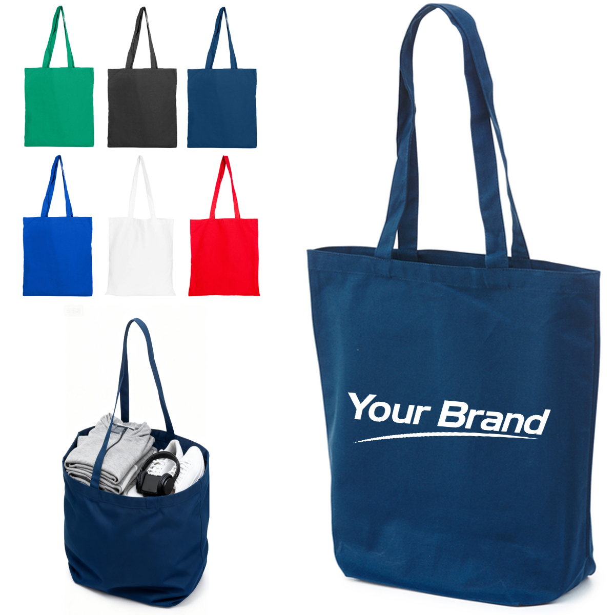 Solid Color Cotton Tote Bag for Promotions