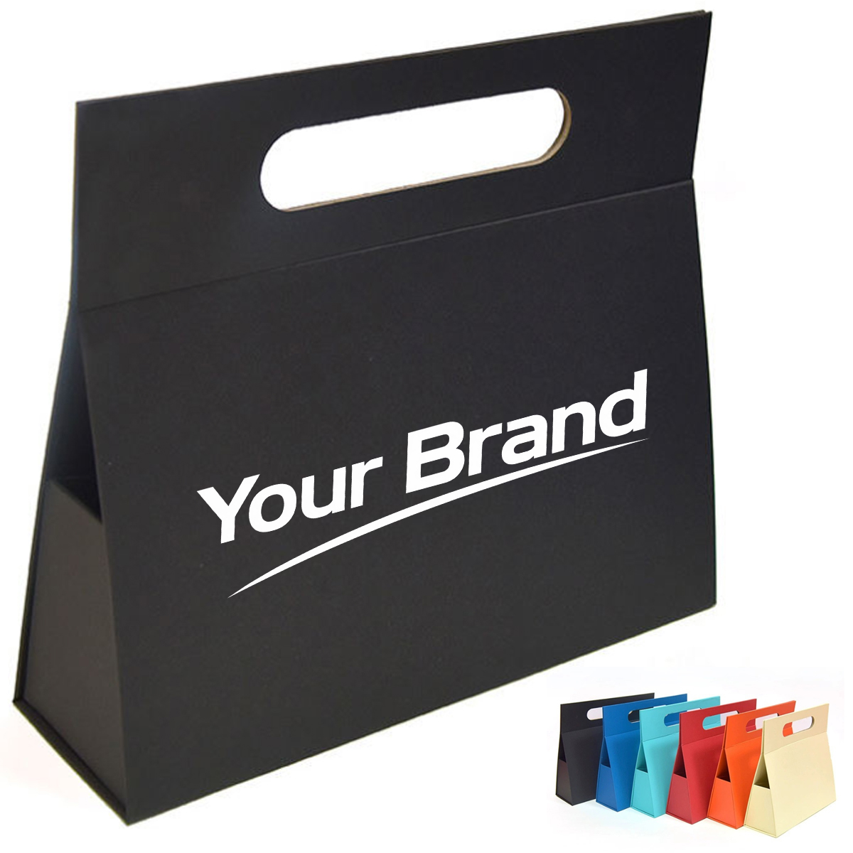 Grayboard Paper Gift Bag with Cutout Handles for Branding