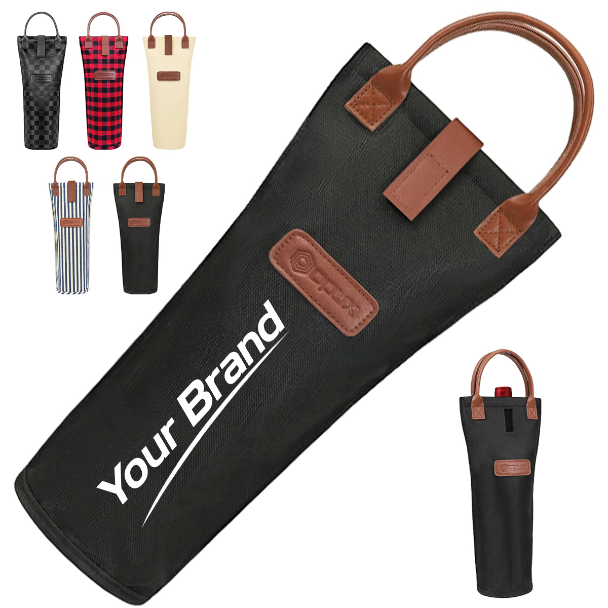 Single Bottle Wine Tote with Leather Handle
