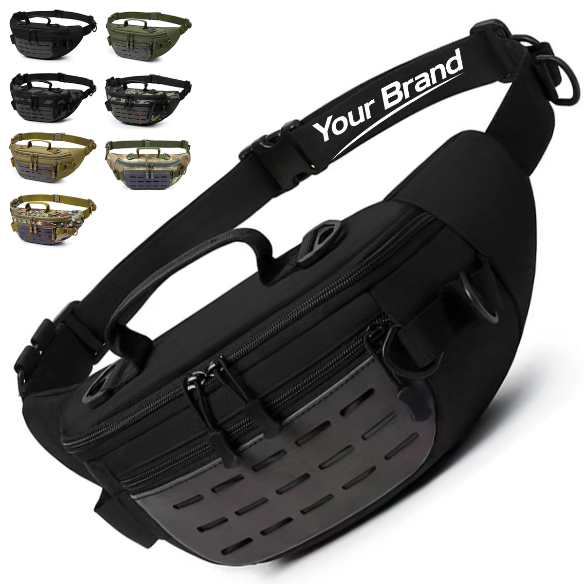Tactical Camo Waist Bag with Molle System and Handle