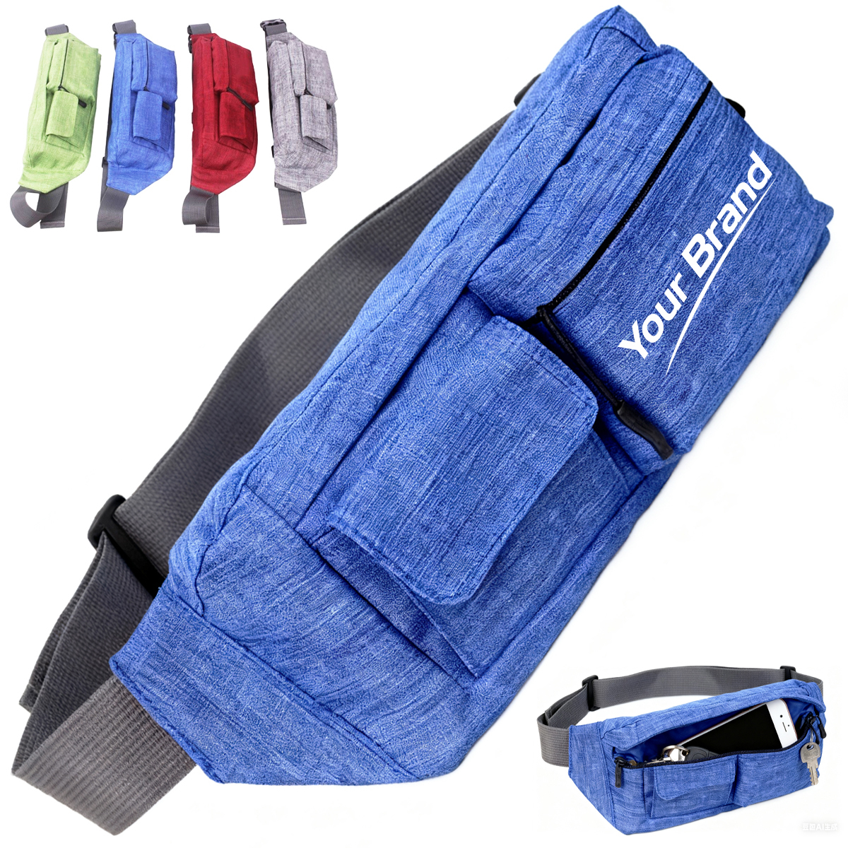 Multi Pocket Waist Bag with Adjustable Strap