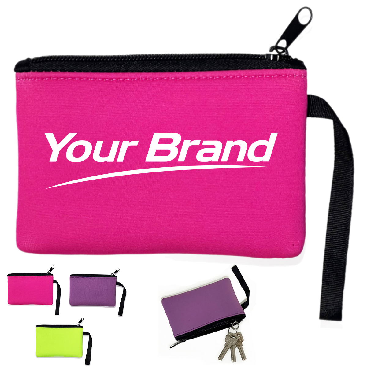 Multi Color Nylon Coin Purse Wristlet Pouch
