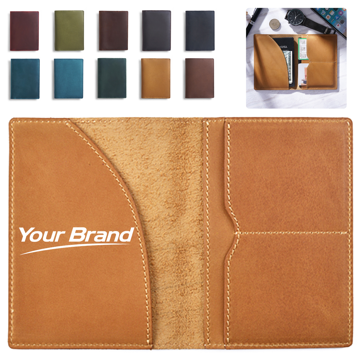 PU Leather Passport Holder Travel Organizer Wallet