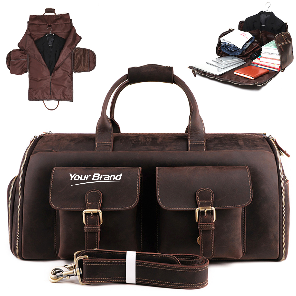 Triangular Leather Coin Purse with Zipper Closure