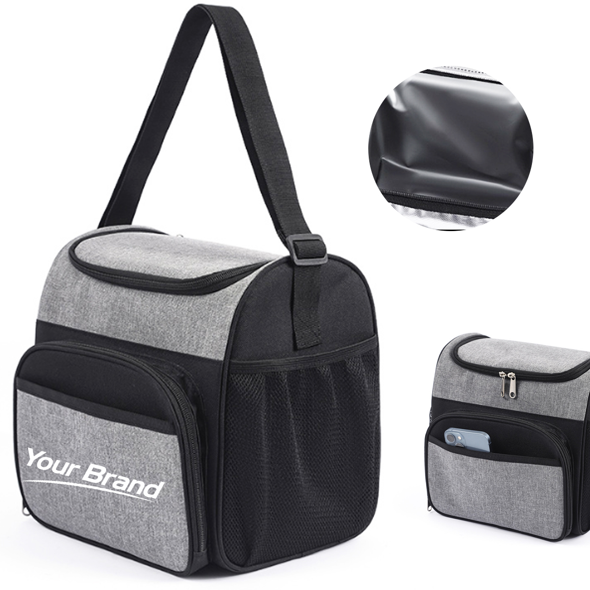 Portable Insulated Lunch Bag with Adjustable Strap