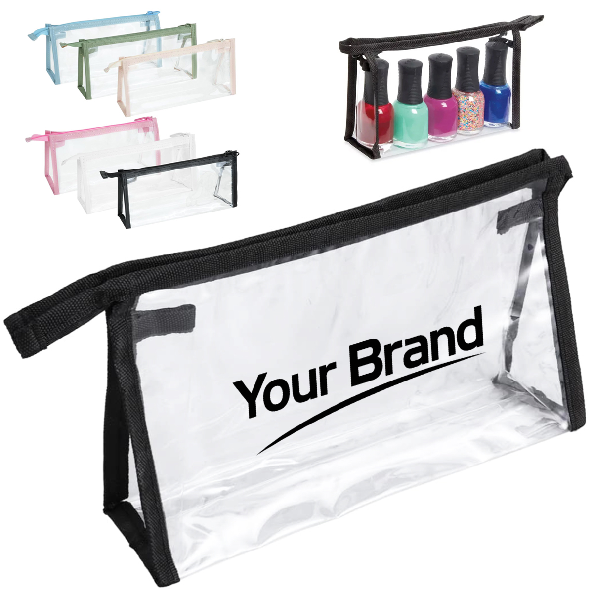 Transparent Storage Bag with Zipper and Wooden Stand