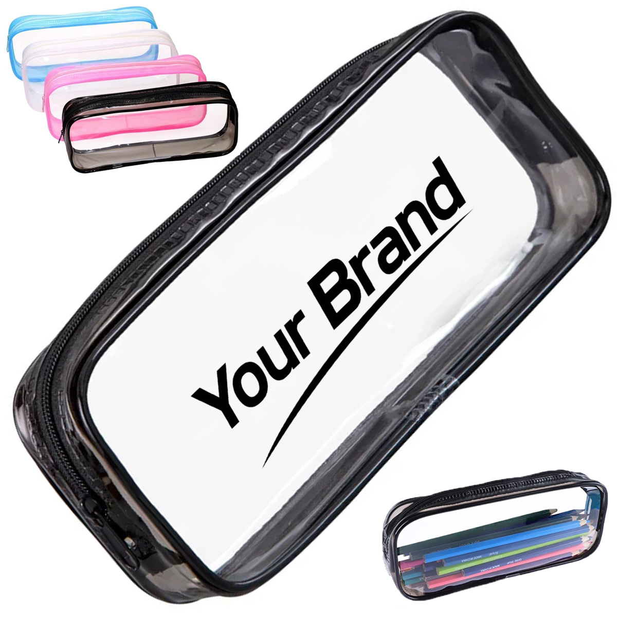 Transparent PVC Pencil Case with Zipper Closure
