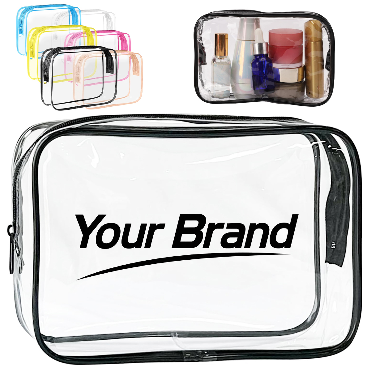 Transparent PVC Toiletry Bag for Travel and Makeup Storage