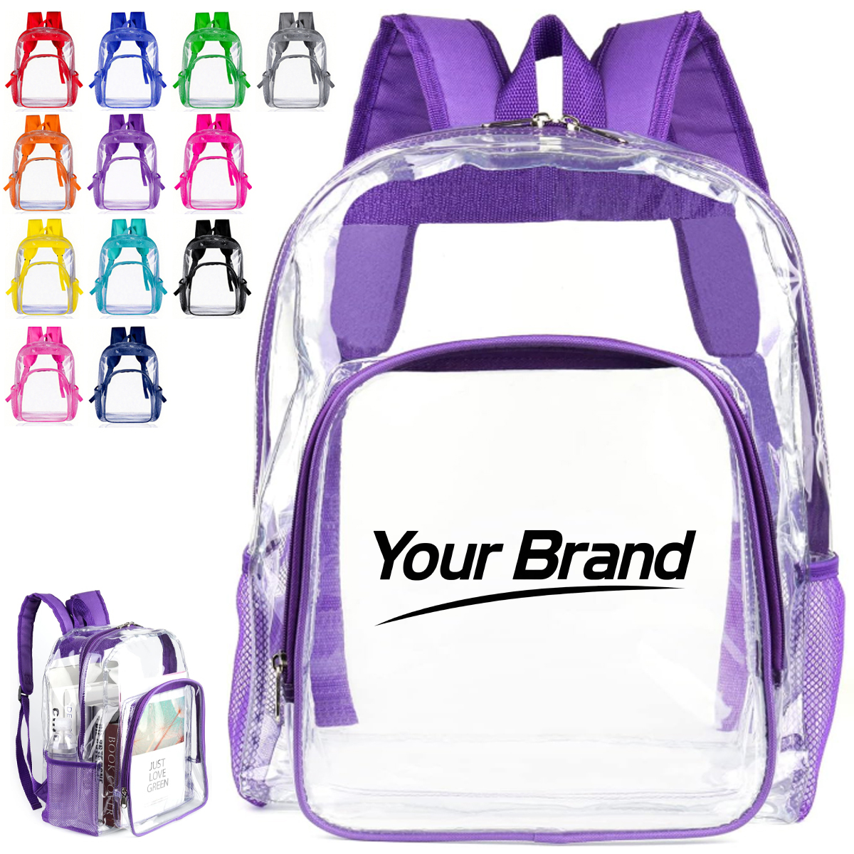 Stadium Approved Duty Clear PVC Security Backpack Bookbag