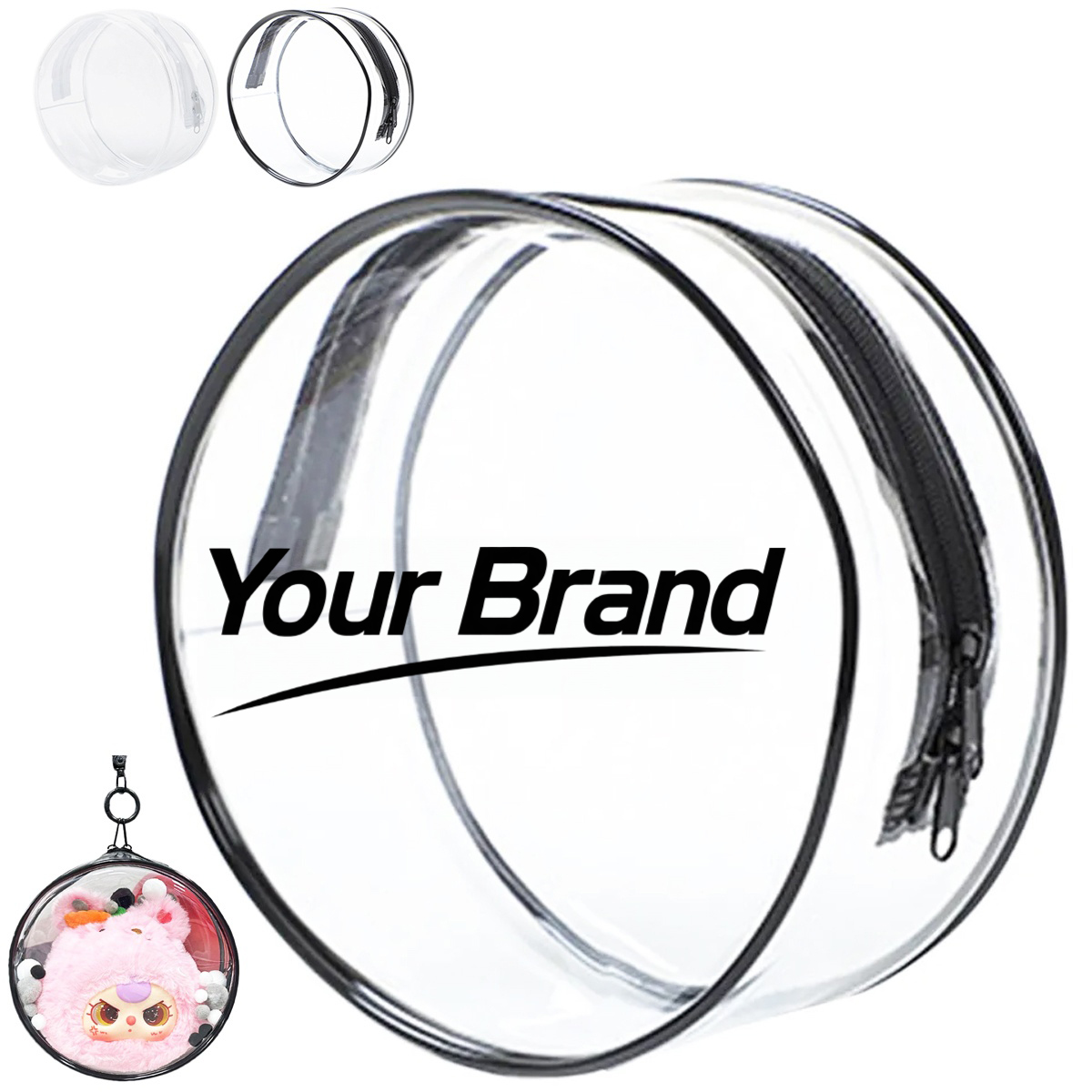 Large Round Clear PVC Travel Toiletry Organizer Bag