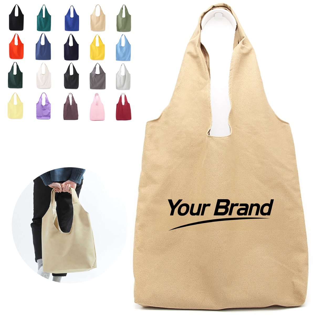 Large Reusable Vest Style Fabric Grocery Shopping Tote Bag