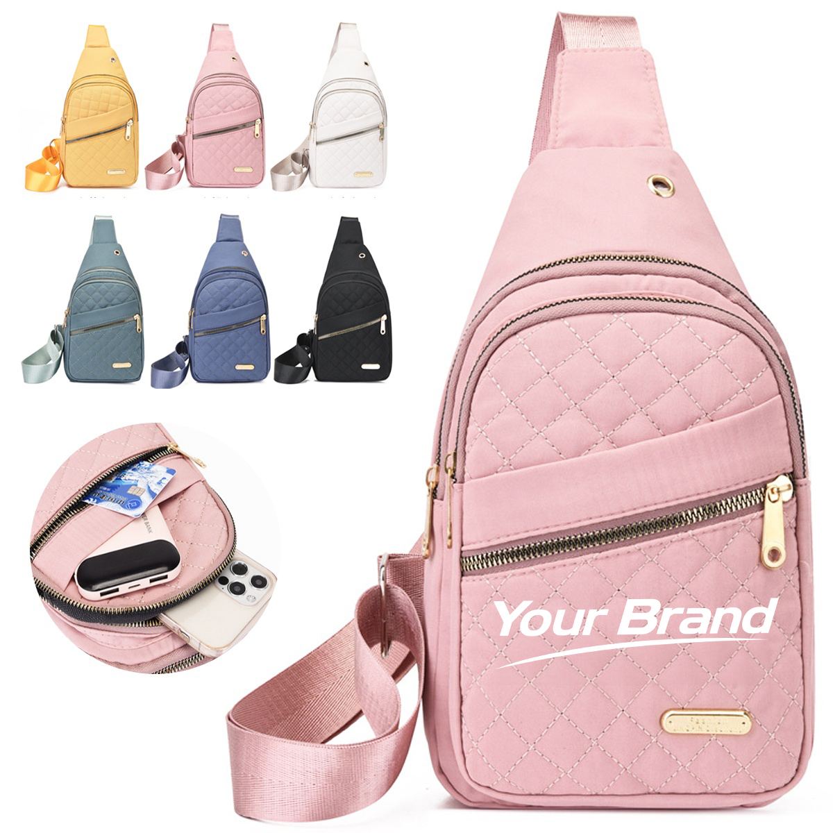 Premium Quilted Crossbody Sling Bag With Adjustable Strap