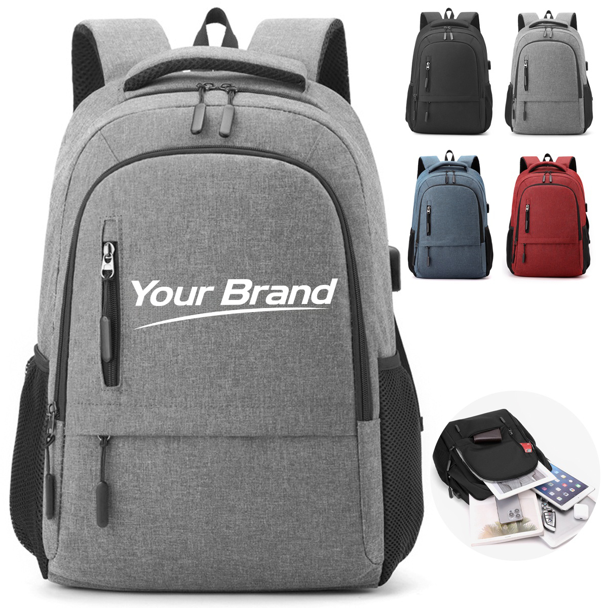 Large Business Travel Laptop Backpack With USB Charging Port