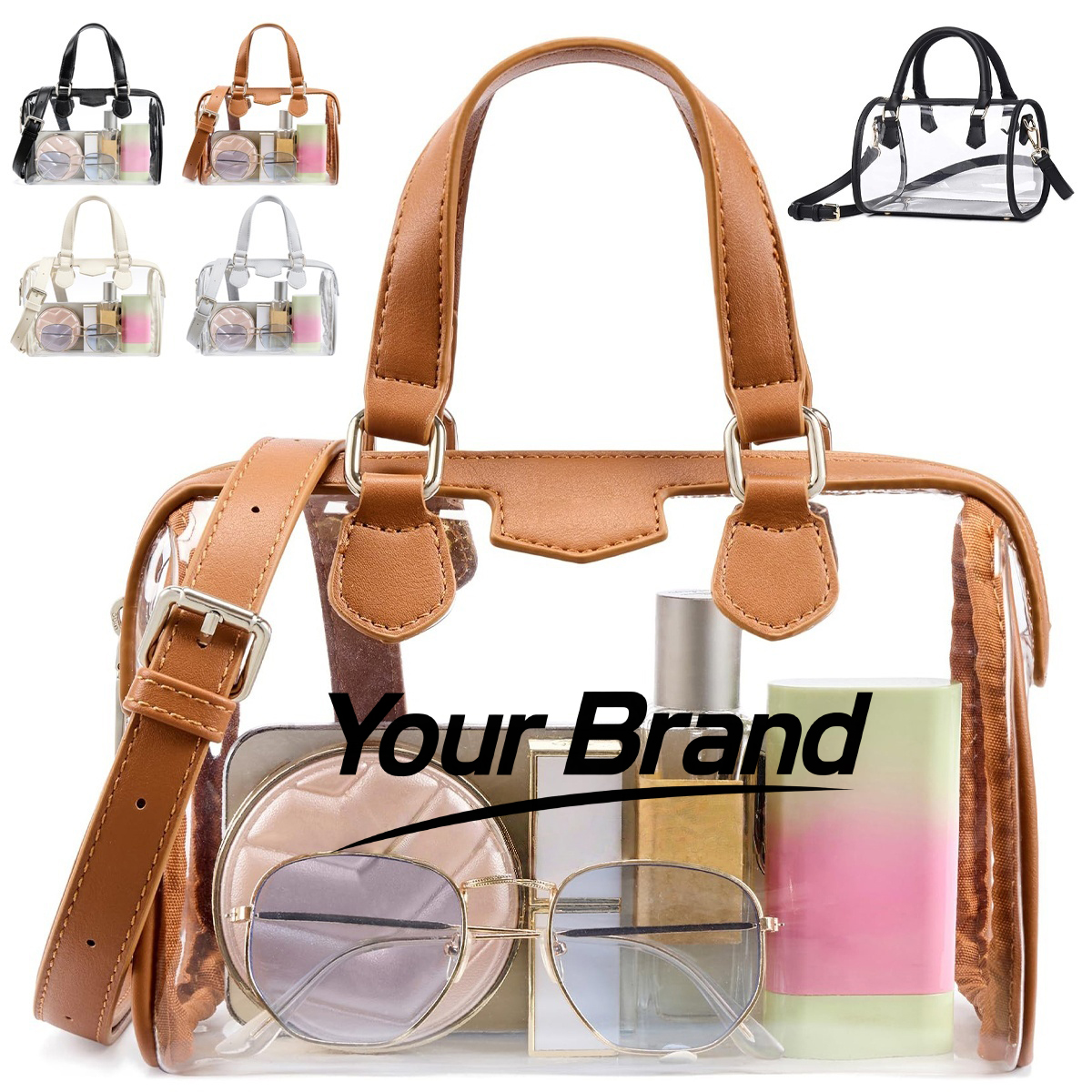 Stadium Approved Clear PVC Crossbody Tote Bag