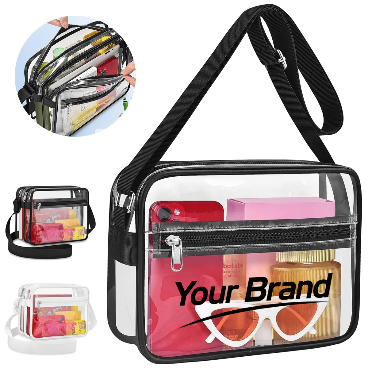 Stadium Approved Clear PVC Crossbody Messenger Bag