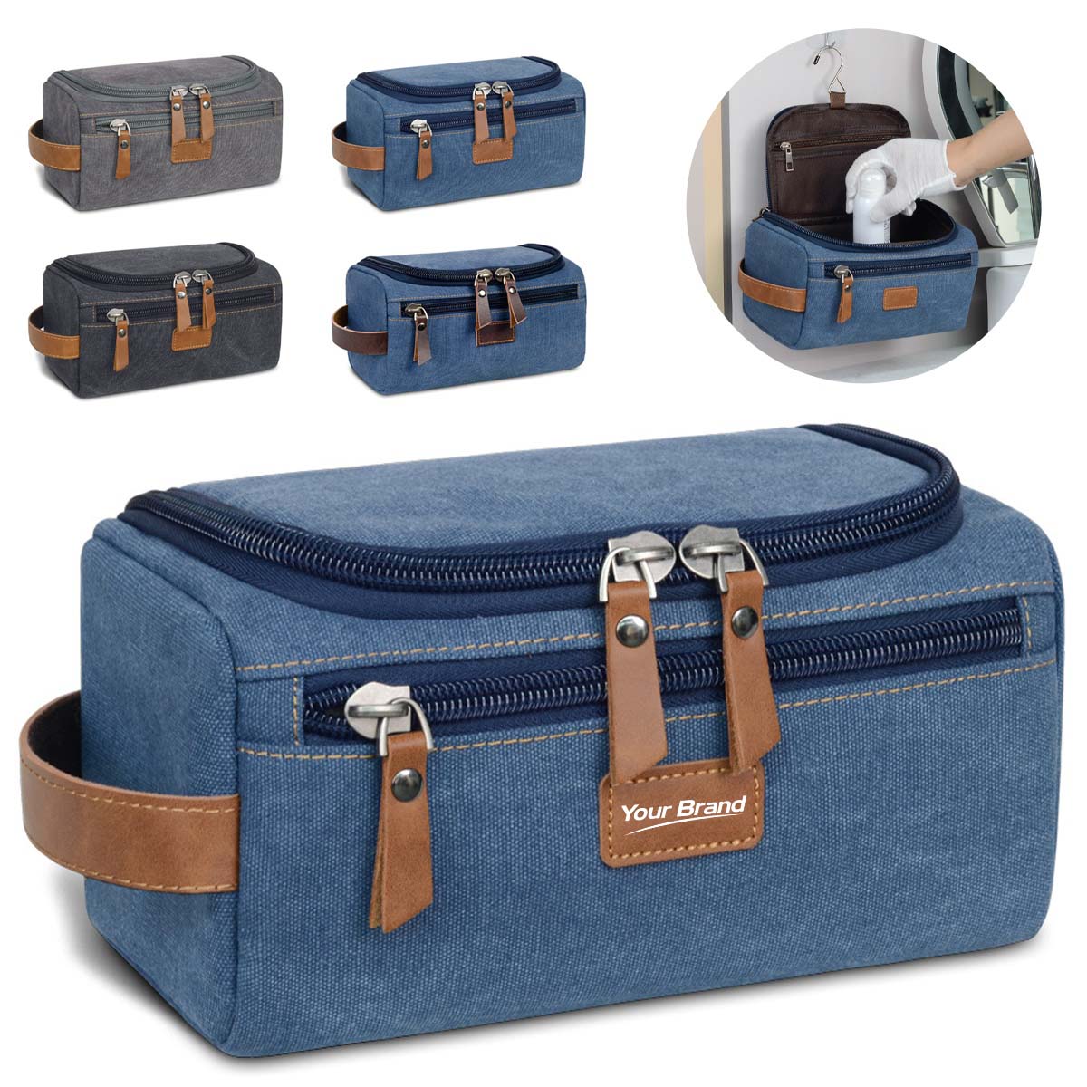 Vintage Canvas Travel Toiletry Bag Shaving Dopp Kit