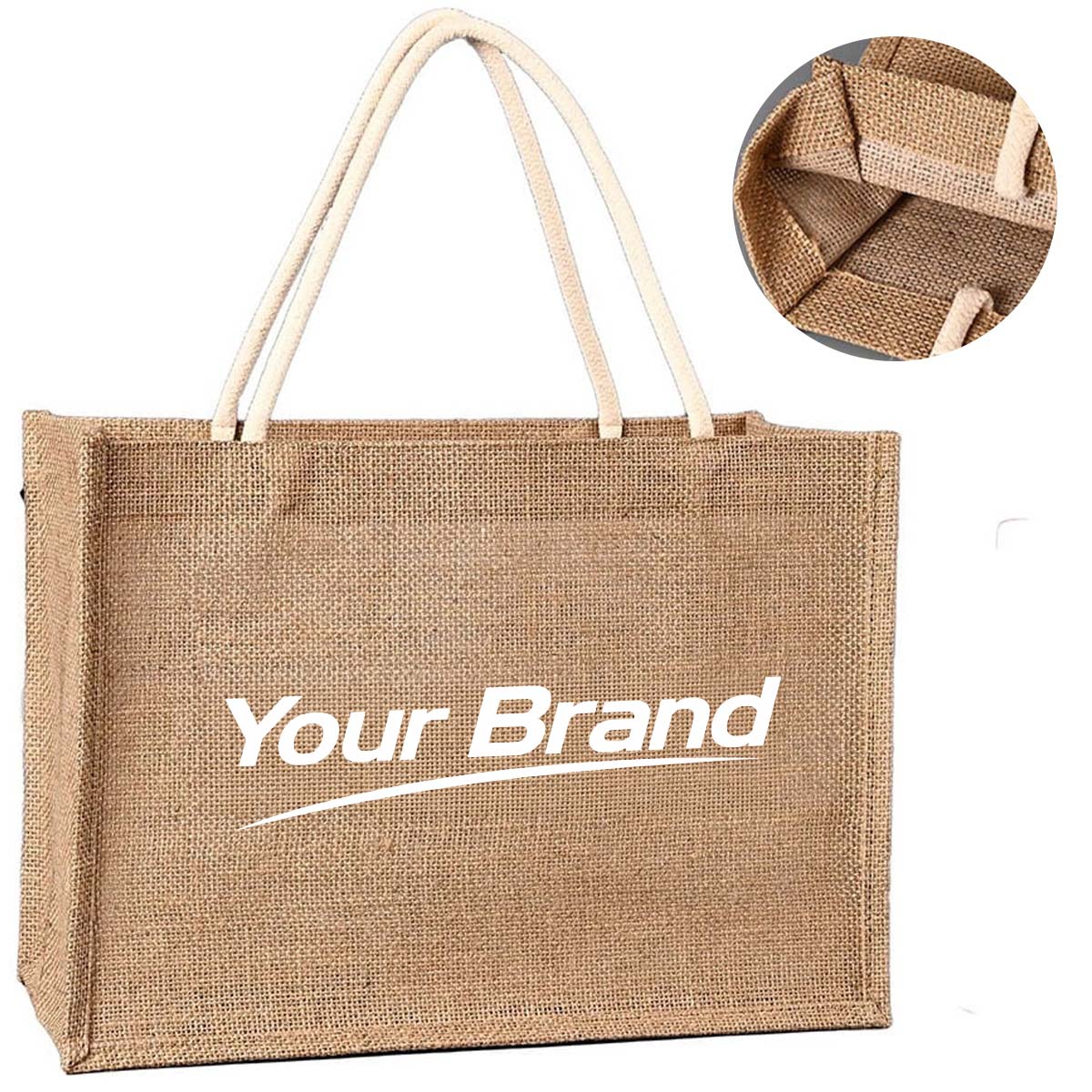 Large Landscape Natural Jute Burlap Tote Bag