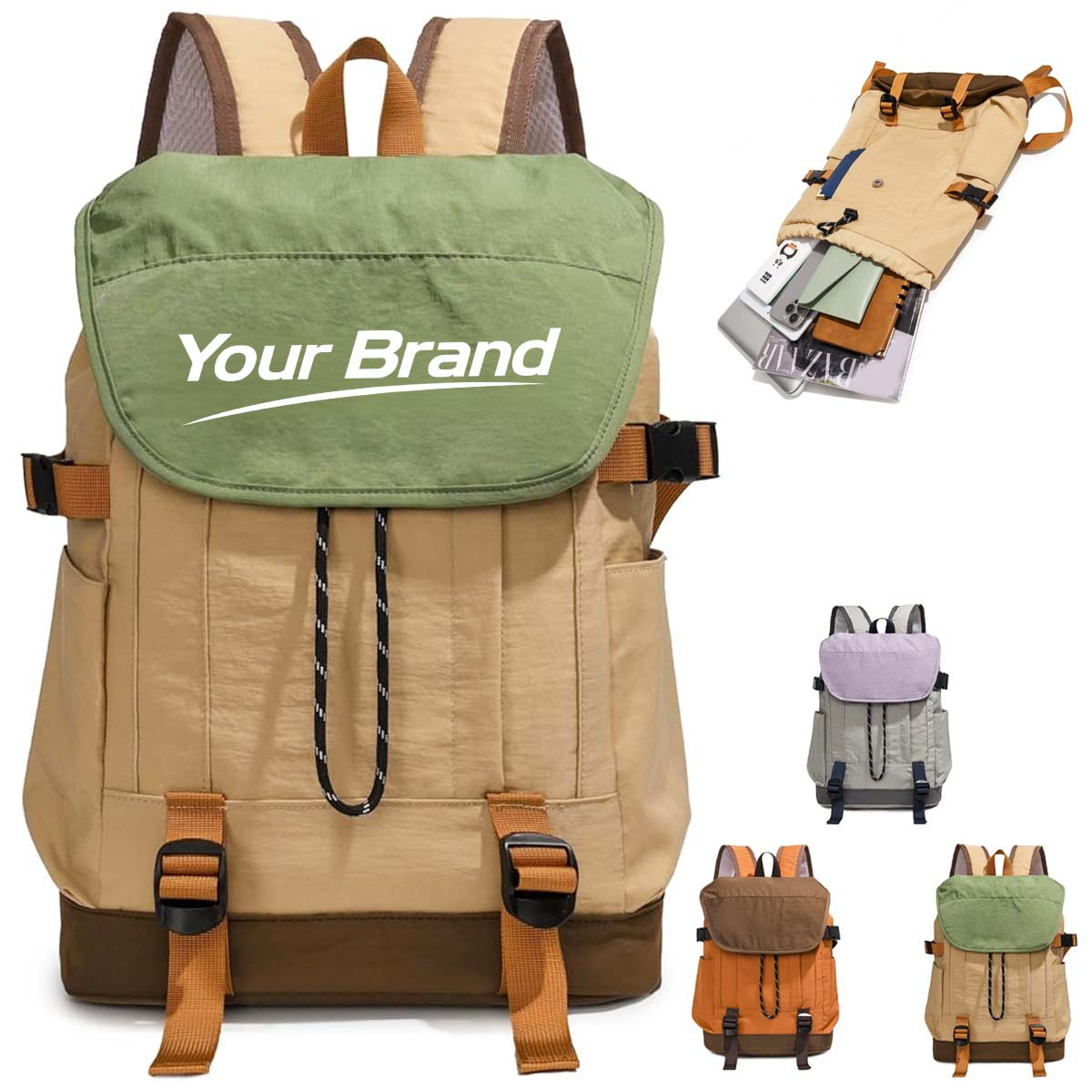 Vintage Canvas Style Rucksack Hiking Daypack Backpack