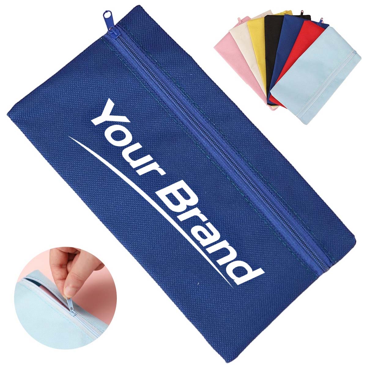 Simple Solid Color Canvas Zipper Pencil Pouch & Coin Purse