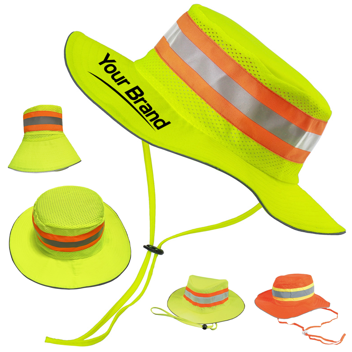 Reflective Mesh Wide Brim Safety Sun Hat