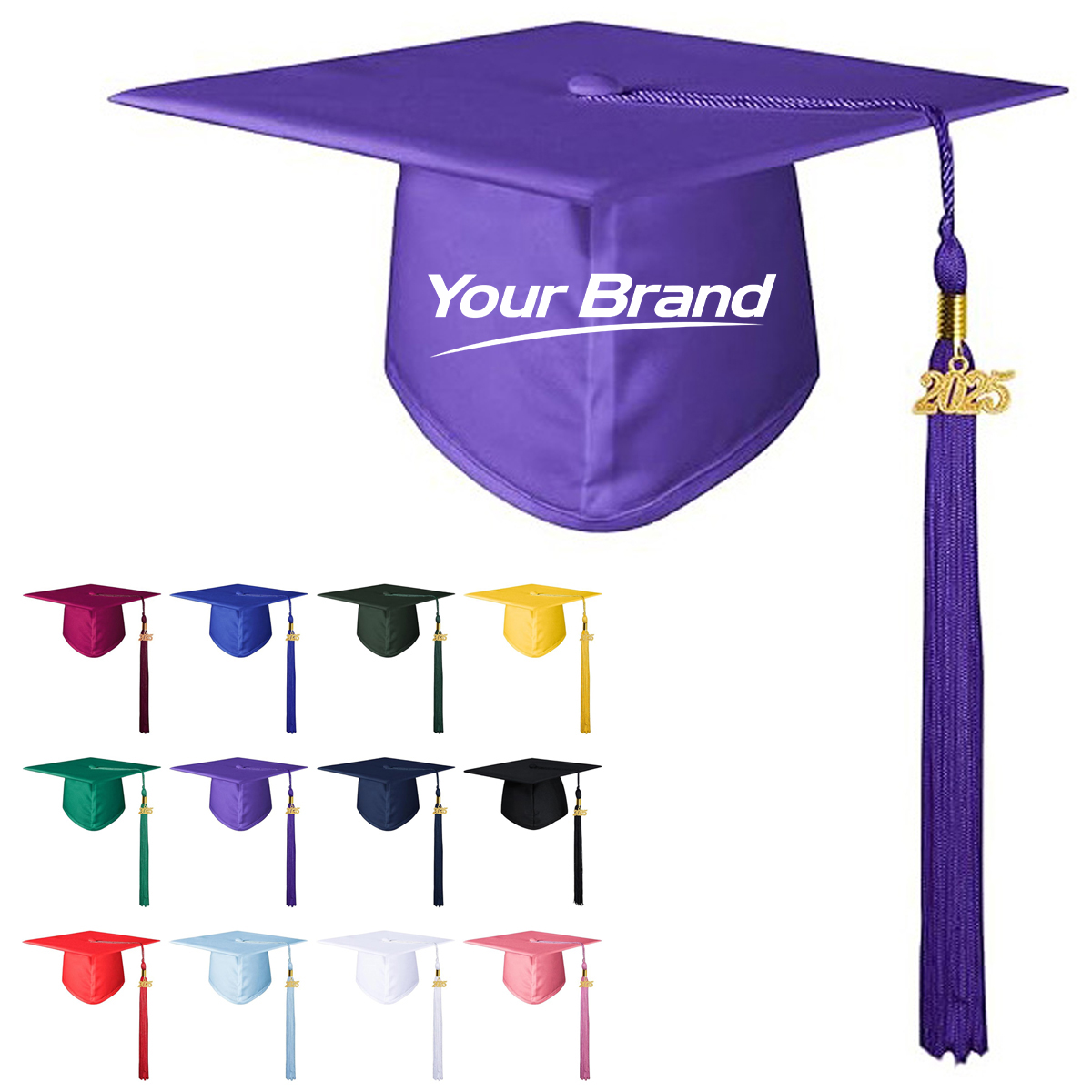 Classic Purple Graduation Cap With 2025 Tassel