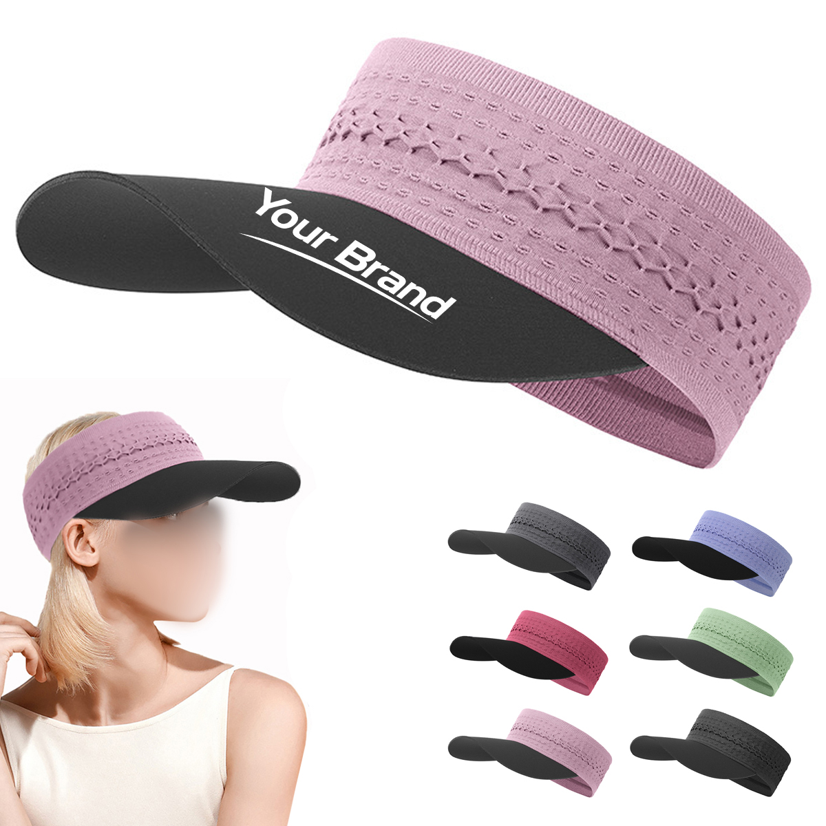 Purple Breathable Sun Visor Cap Adjustable Lightweight