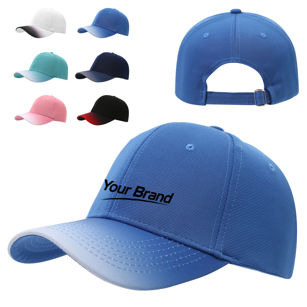 Gradient Color Adjustable Baseball Cap For Casual Outdoor