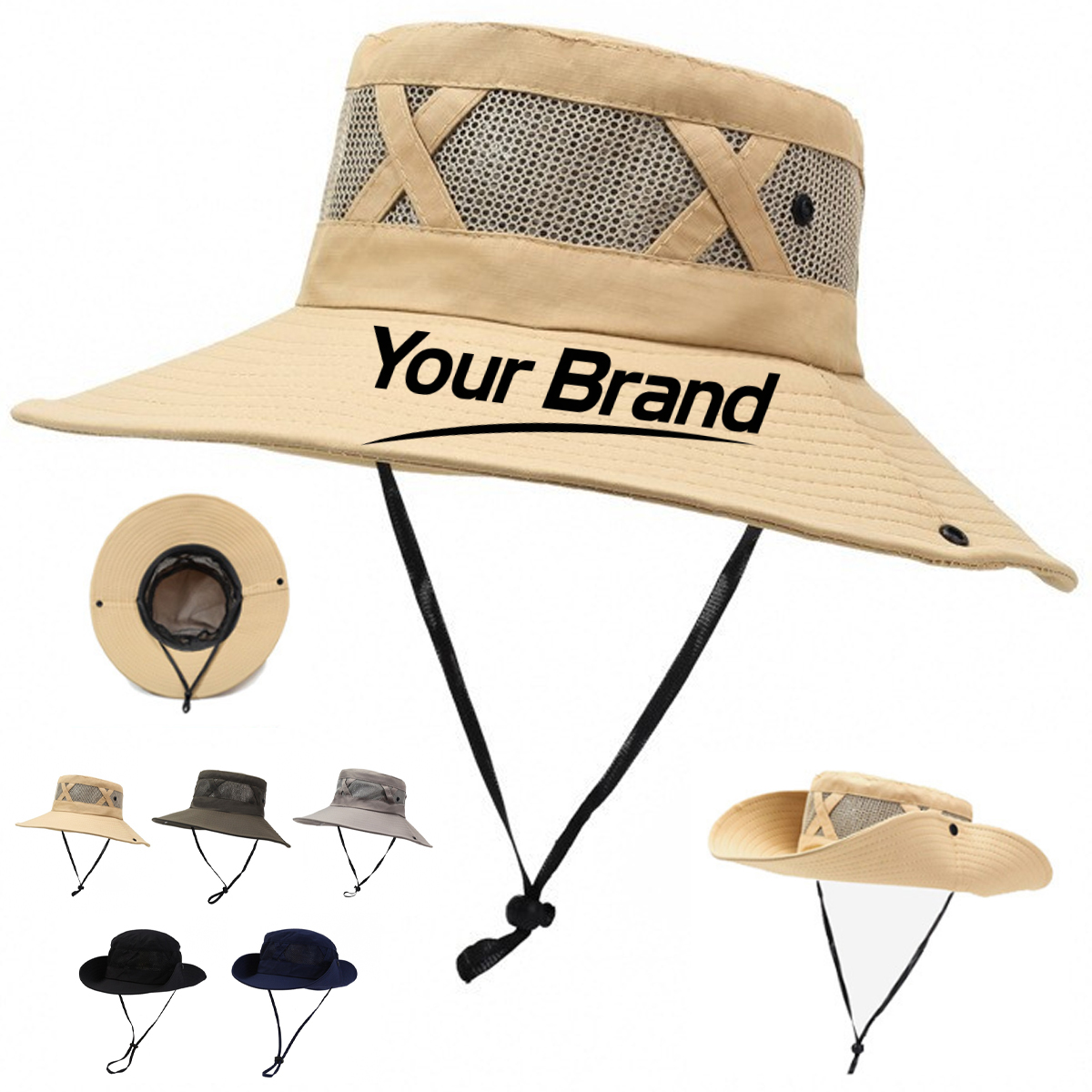 Wide Brim Sun Hat With Chin Strap For Outdoor Activities