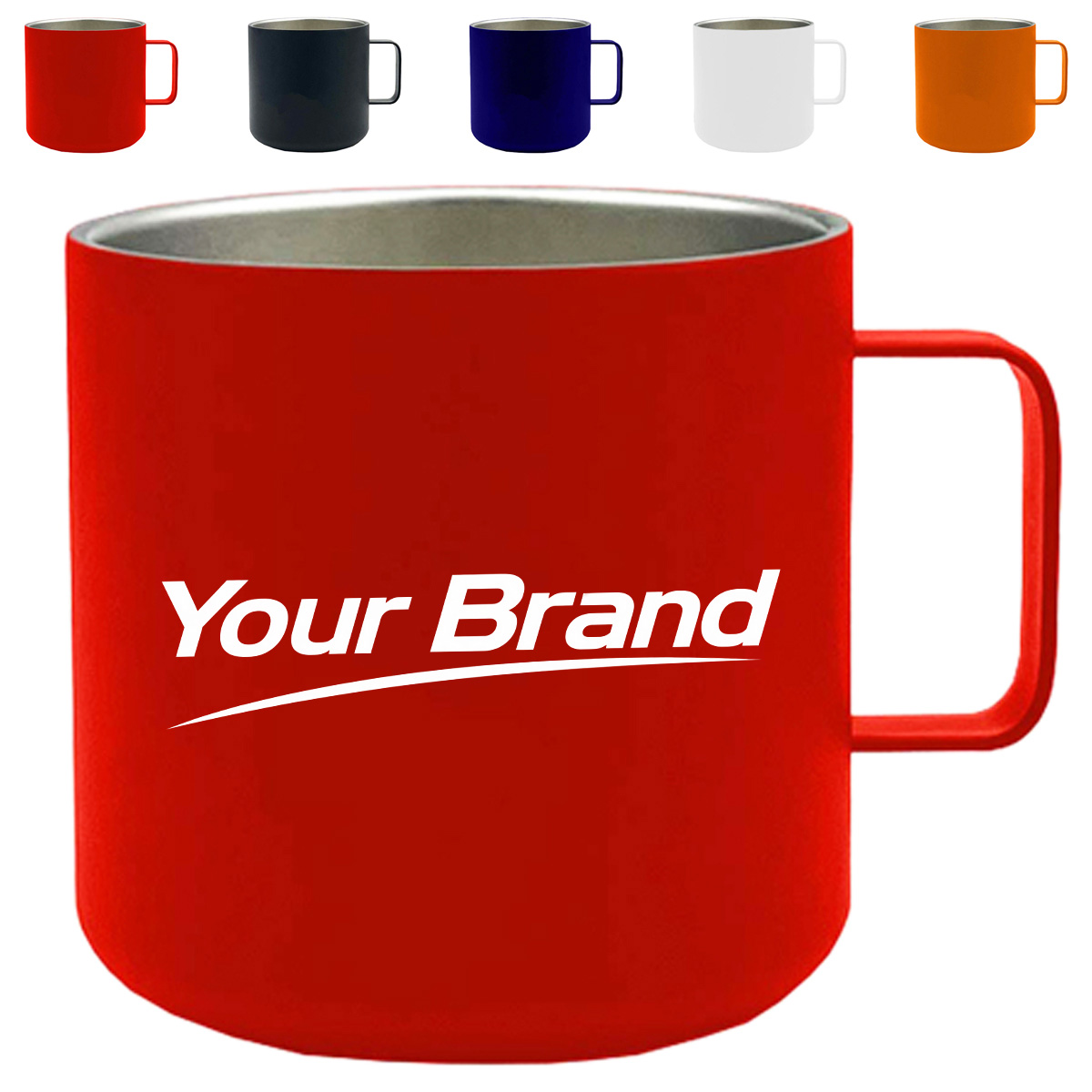 13 oz. Stainless Steel Mug with Handle and Custom Logo