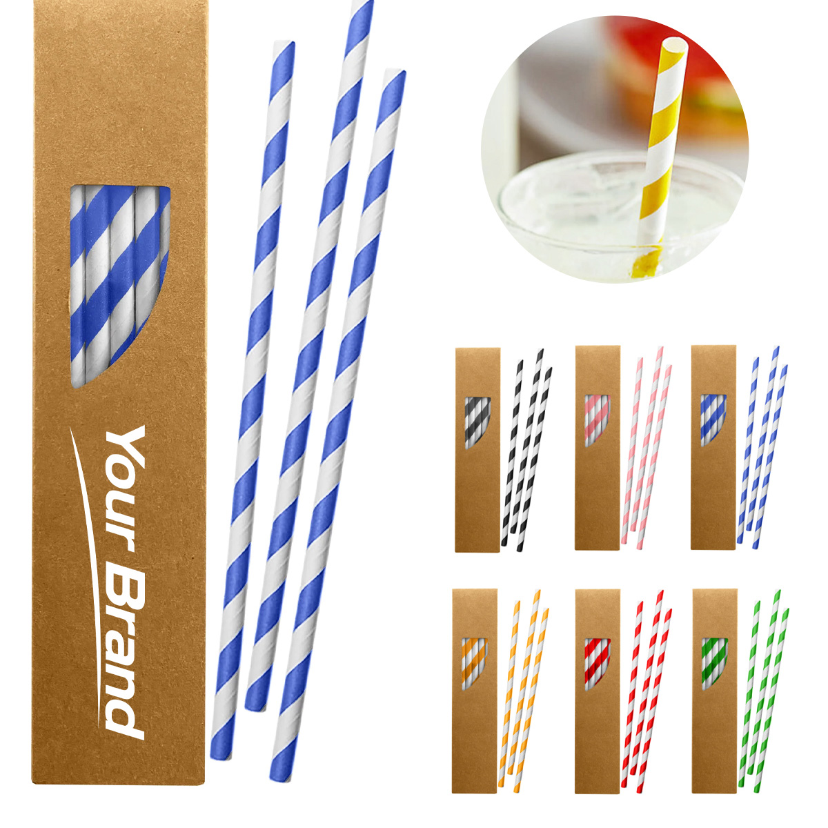 Eco-Friendly Paper Drinking Straw Set with Custom Box