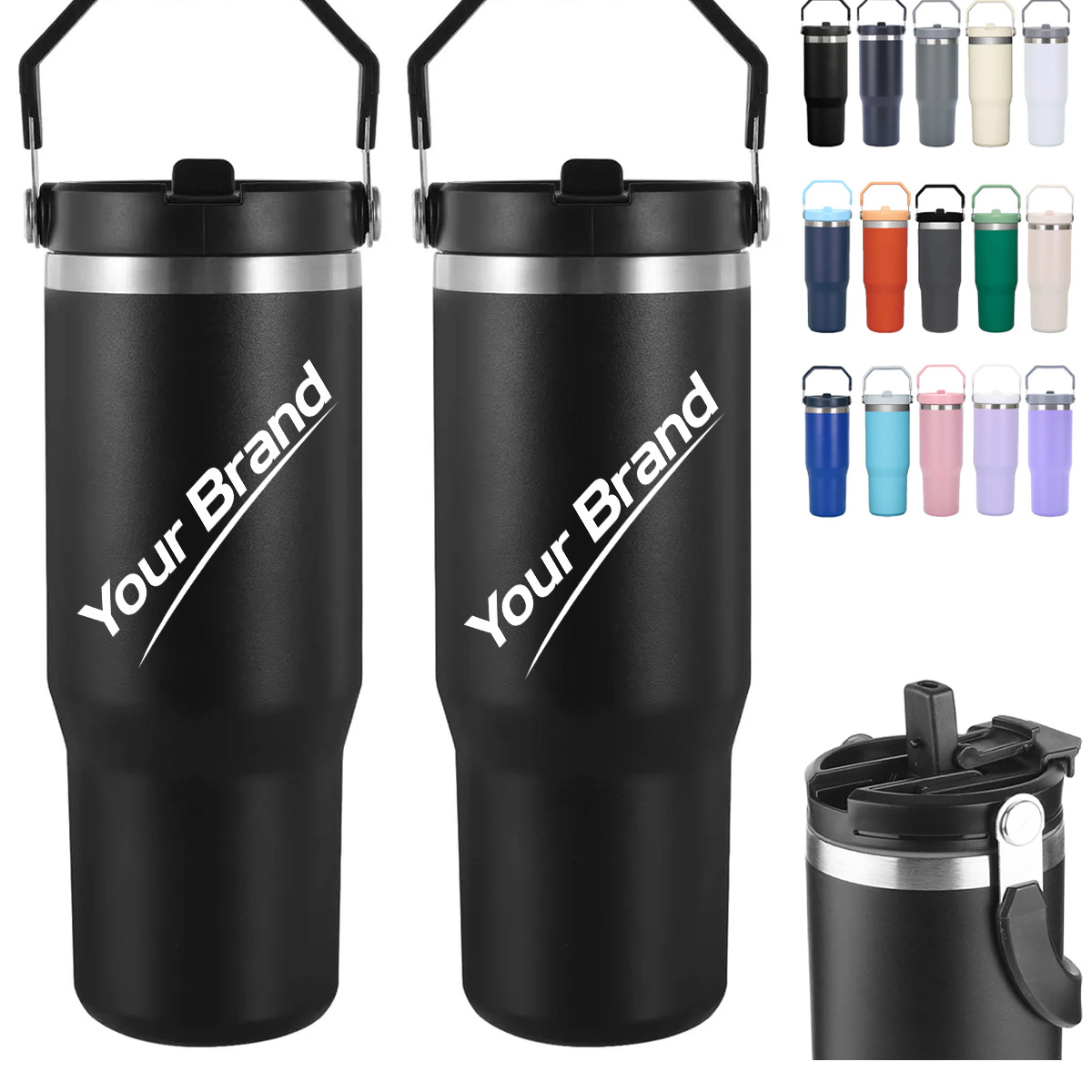 30 oz. Stainless Steel Tumbler with Handle & Lid