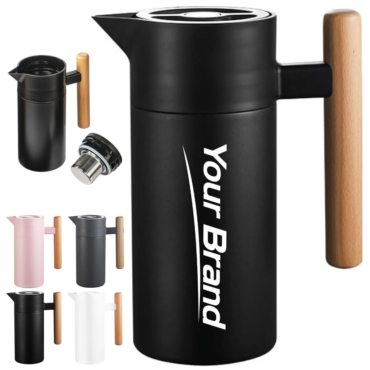 40 oz. Stainless Steel Thermal Carafe with Wooden Handle