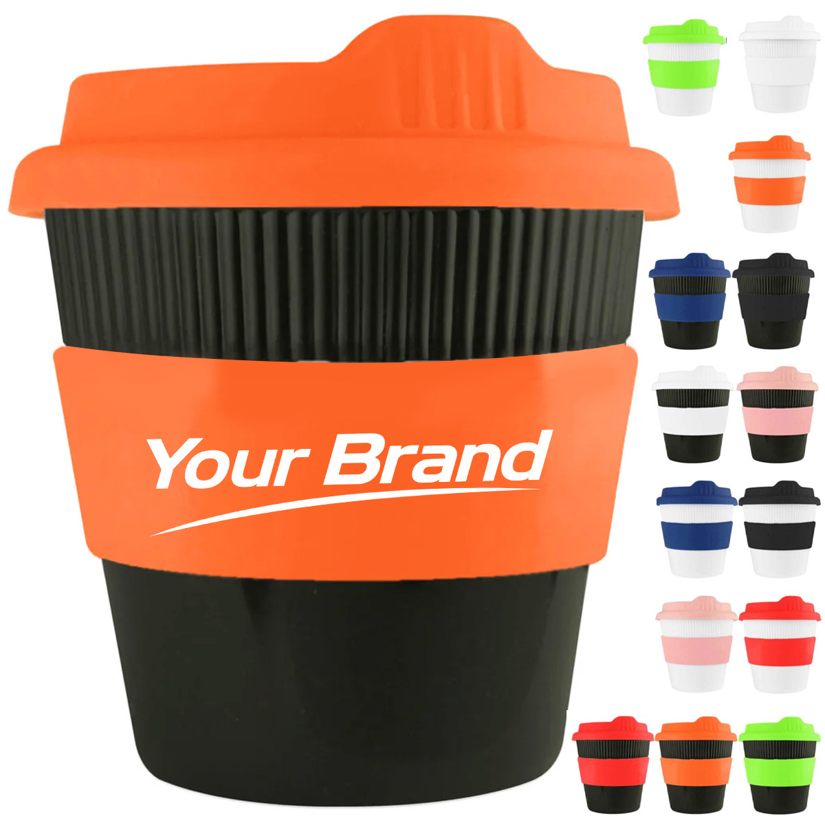 8 oz. Reusable PP & Silicone Coffee Cup – Multi Colors