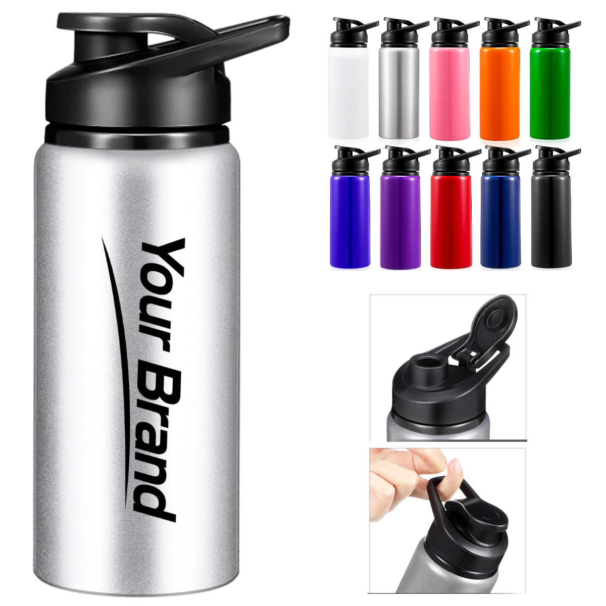 20 oz. Stainless Steel Sports Bottle with Straw Lid
