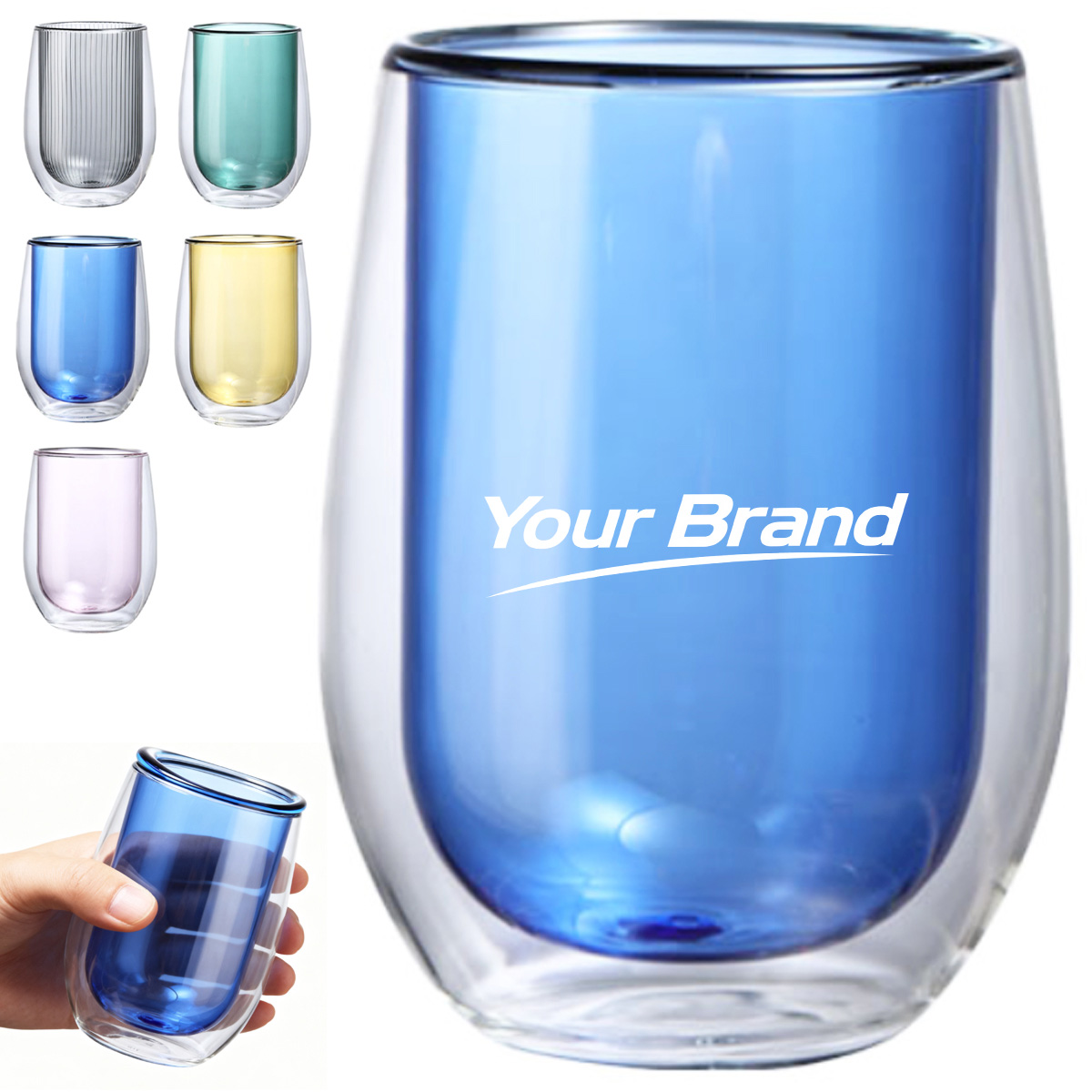 14 oz. Double Wall Glass Cup for Hot and Cold Drinks