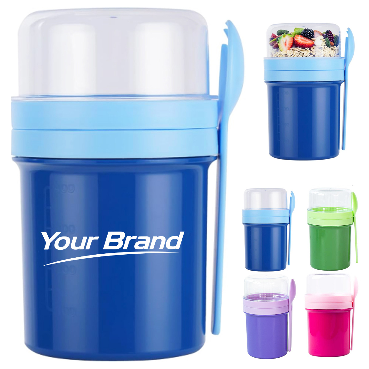27 oz. Double Layer Lunch Box with Utensil and Sauce Cup