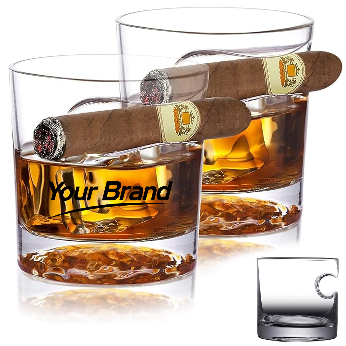 12 oz. Round Wave Whiskey Glass with Grip Curve