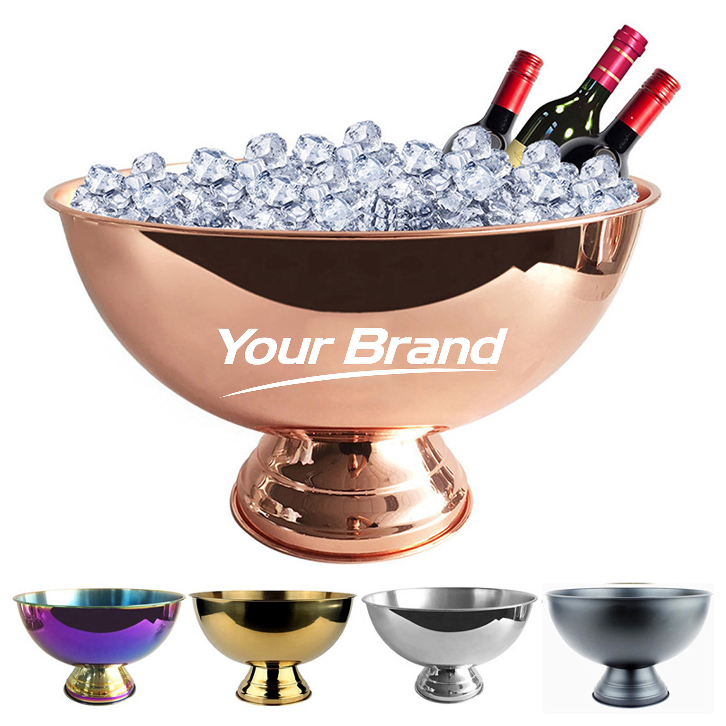 Large Plated Champagne Ice Bowl Wine Cooler for Bar & Events