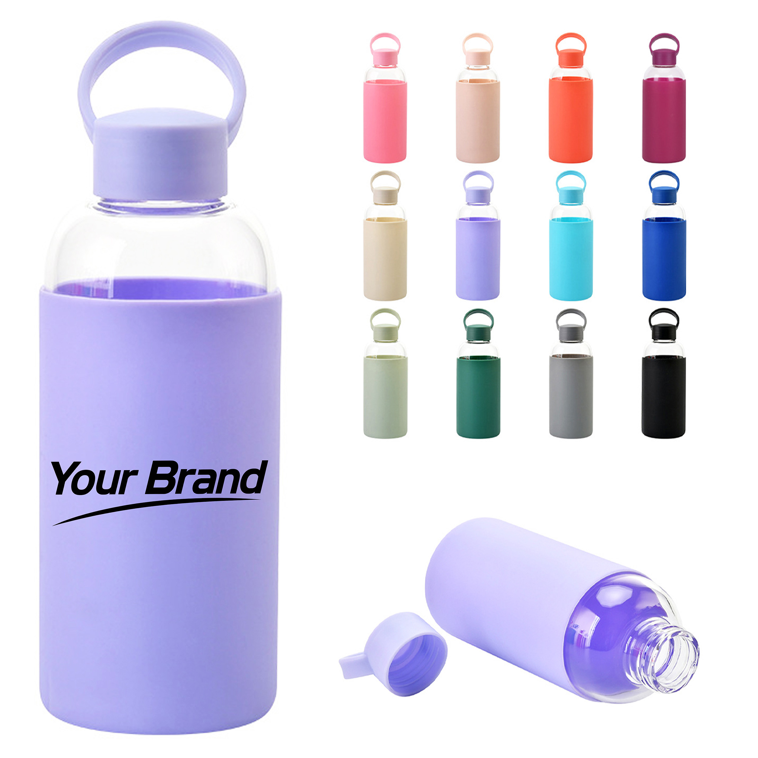20oz. Borosilicate Glass Bottle with Silicone Sleeve