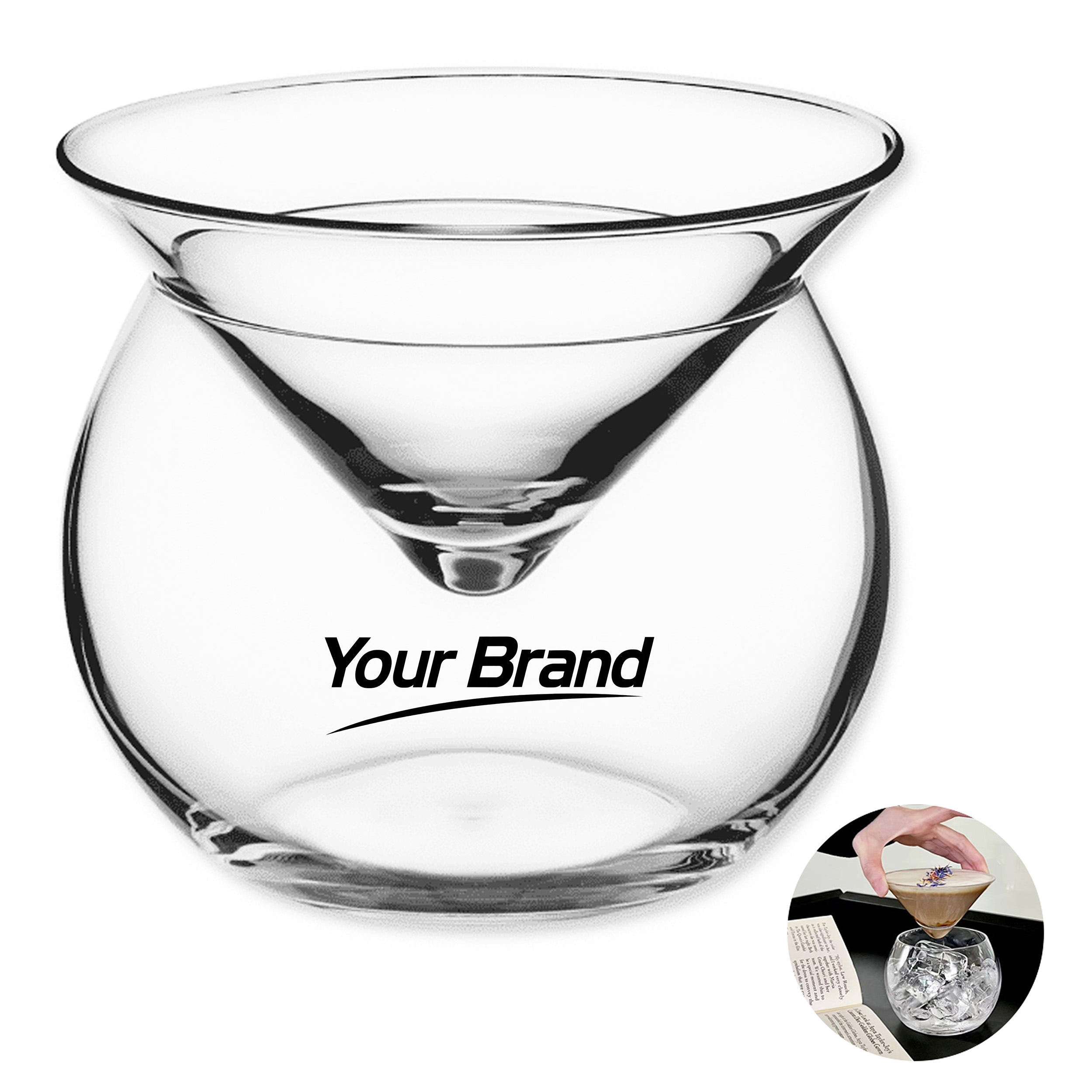 10oz. Creative Martini Cocktail Glass w/ Double Layer Design