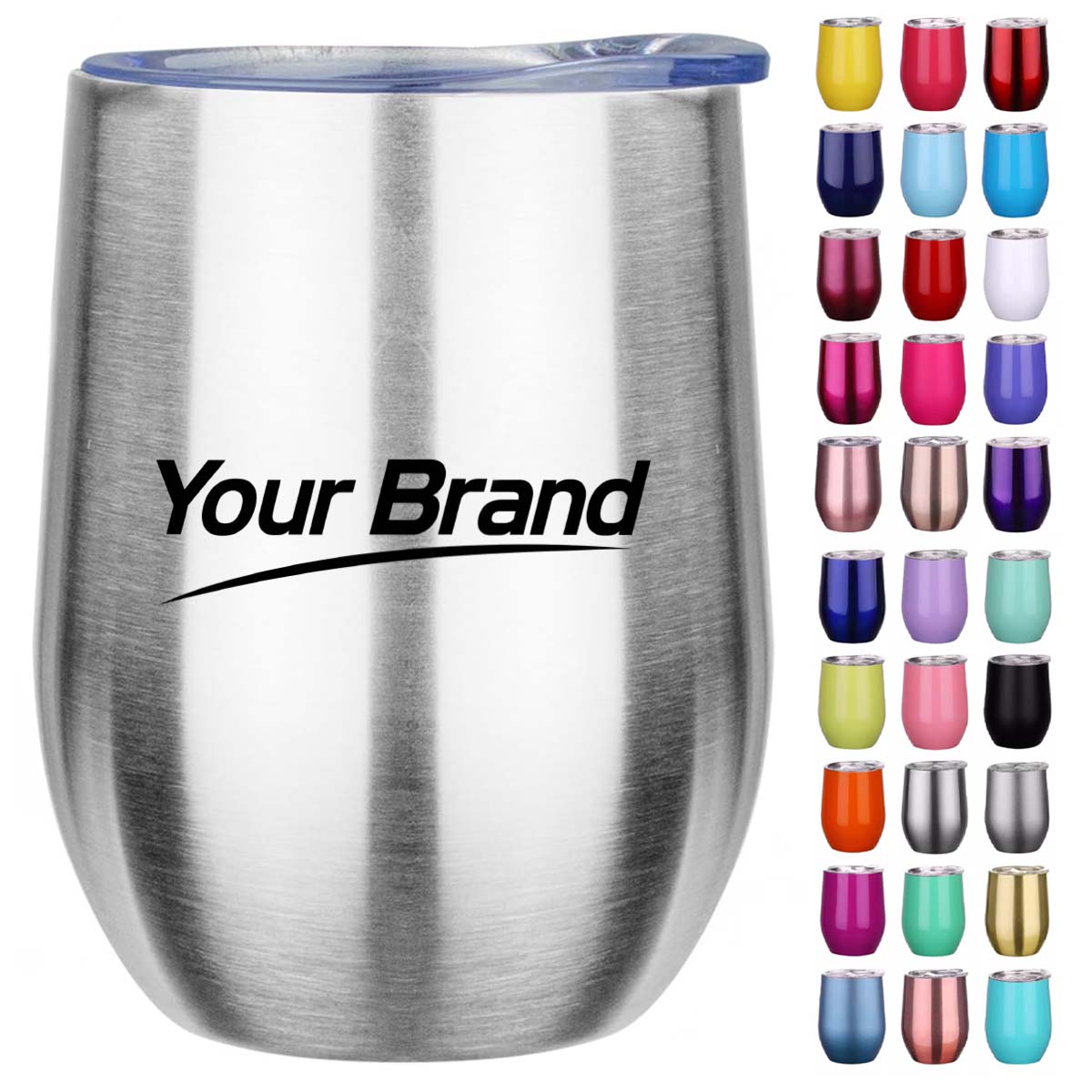 12oz. Stainless Steel Wine Tumbler Insulated Egg Cup w/ Lid