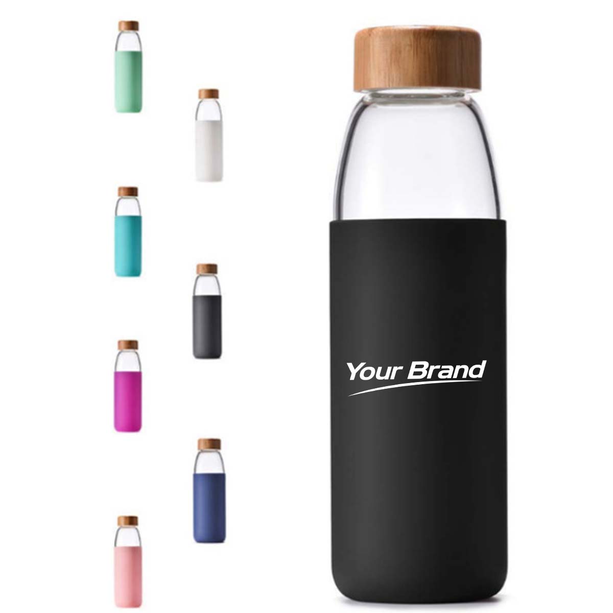 18oz Glass Water Bottle With Silicone Sleeve