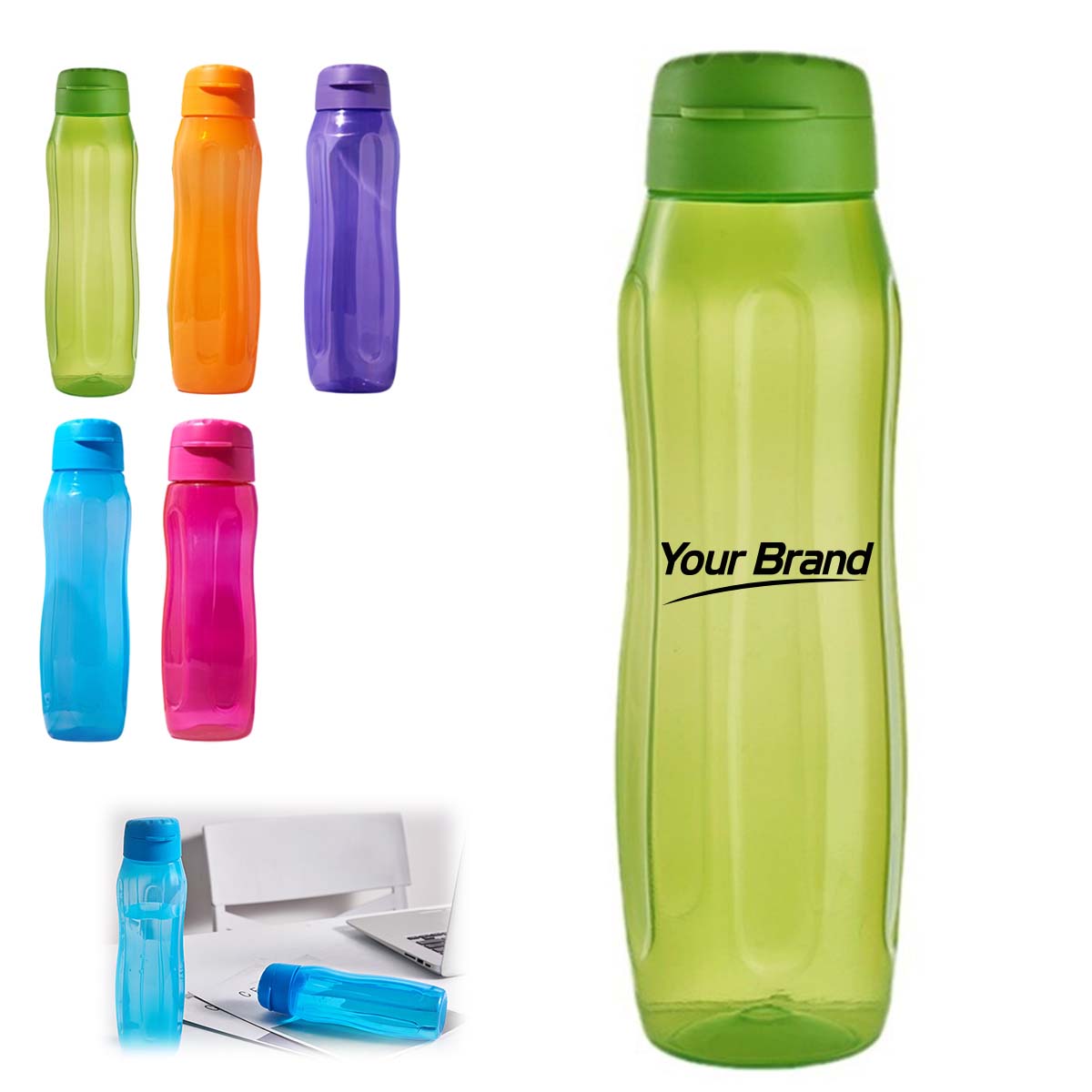 24oz Reusable Plastic Water Bottle With Leakproof Flip Lid