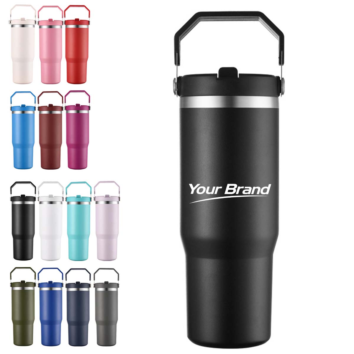 30oz Large Capacity Vacuum Insulated Travel Cup With Handle