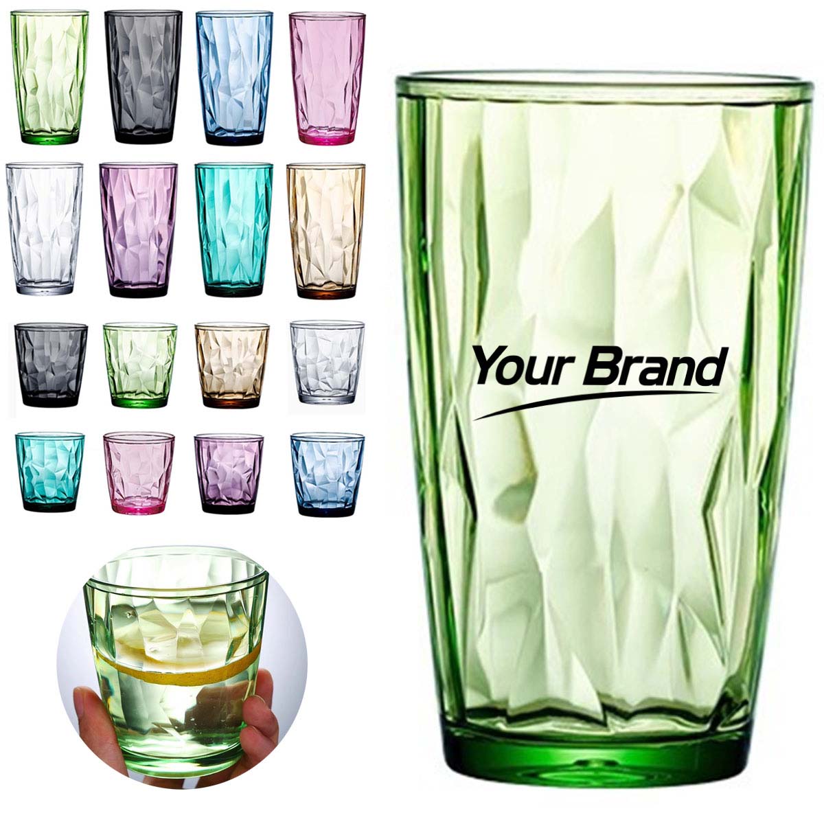 17oz Textured Acrylic Tumbler Reusable Drinking Cup