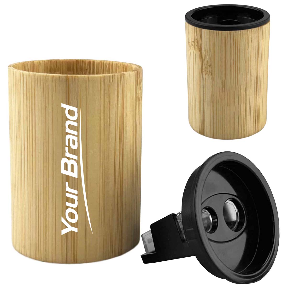 Eco Bamboo Shell Pencil Sharpener with Custom Logo