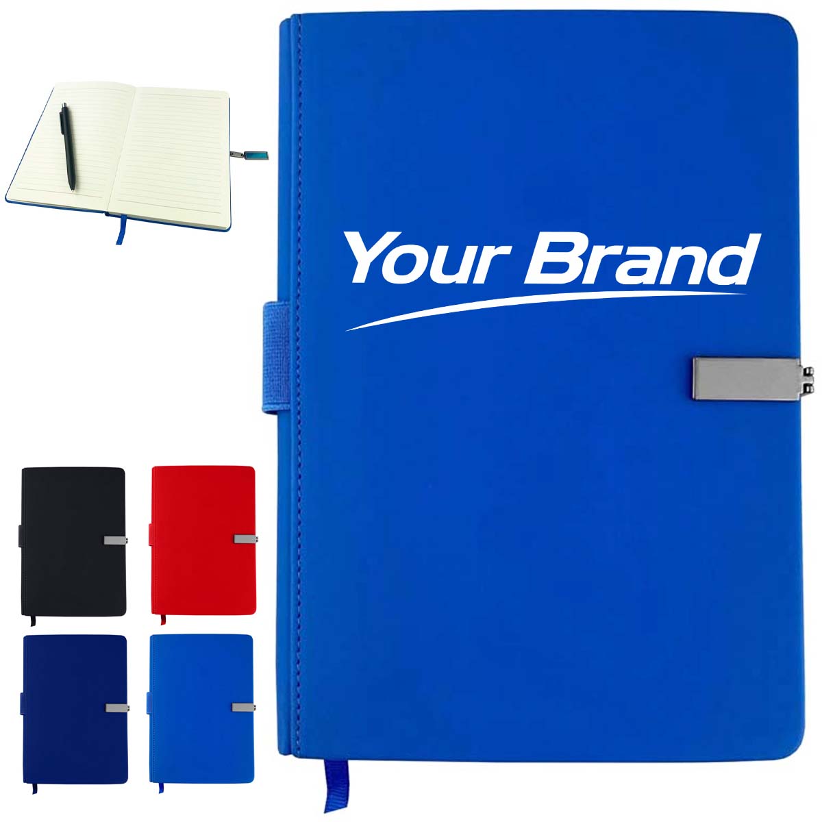 PU Leather Notebook with Magnetic Closure and Pen Loop